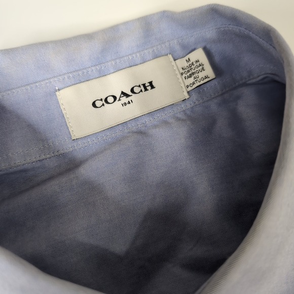 Coach‎ Oxford Blue Button Down Short Medium Long Sleeve - Picture 6 of 8